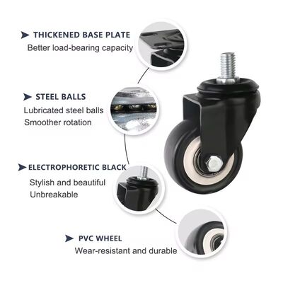 Nylon Heavy Duty Aluminum Easy Moving Save Energy Industrial PA Swivel Rear Side Adjustable Plate Powder Coated Leveling Foot Castor Caster